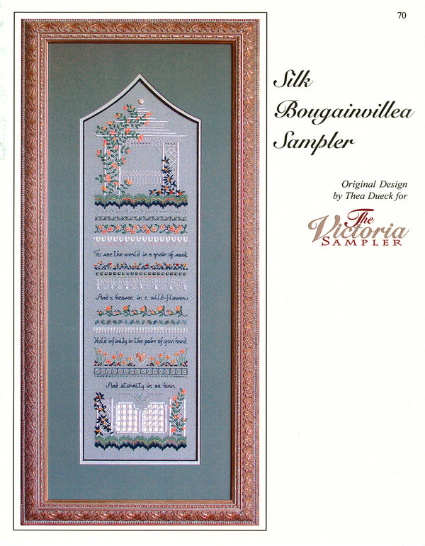 Silk Bougainvillea Sampler - Gazebo Series - Embroidery and Cross Stitch Pattern - PDF Download