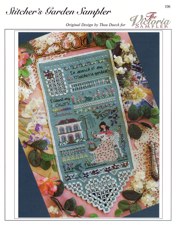 Stitcher's Garden Sampler - Embroidery and Cross Stitch Pattern - PDF Download
