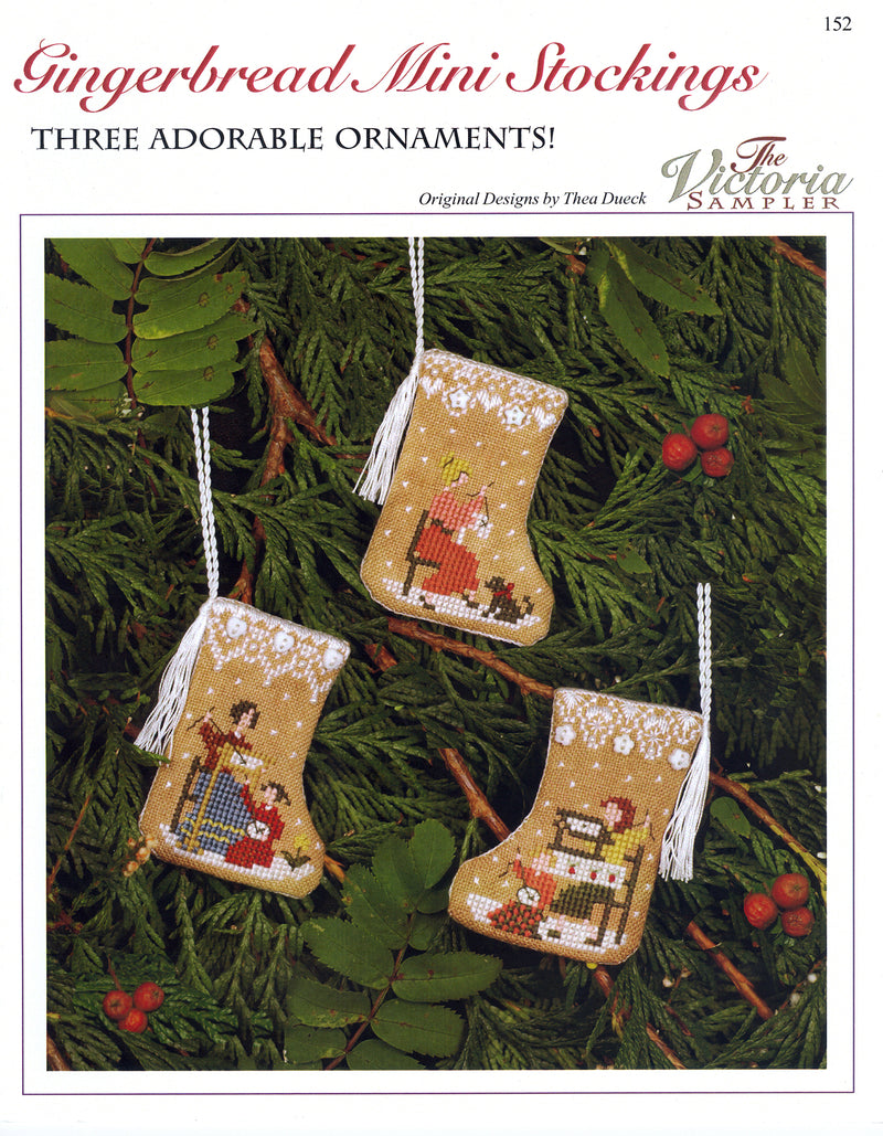 Gingerbread Mini-Stocking Ornaments - Downloadable PDF Chart