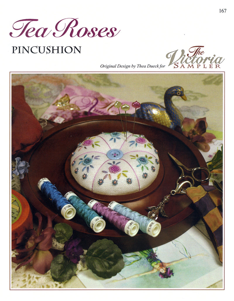 The Victoria Sampler - Tea Roses Pincushion Leaflet  - needlework design company