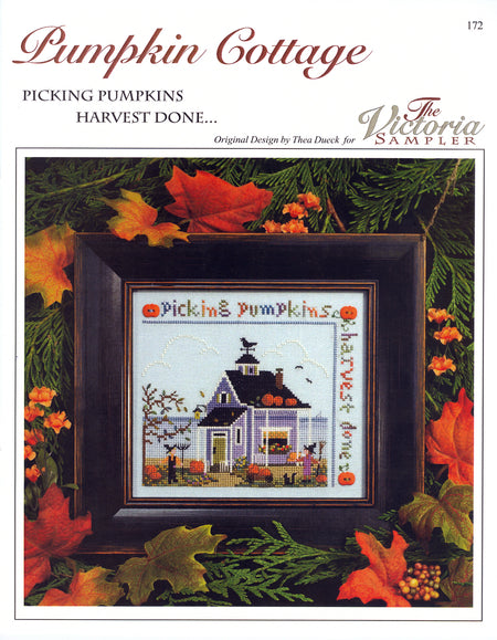 Pumpkin Cottage - Cottage Series - Halloween Embroidery and Cross Stitch Pattern - PDF Download