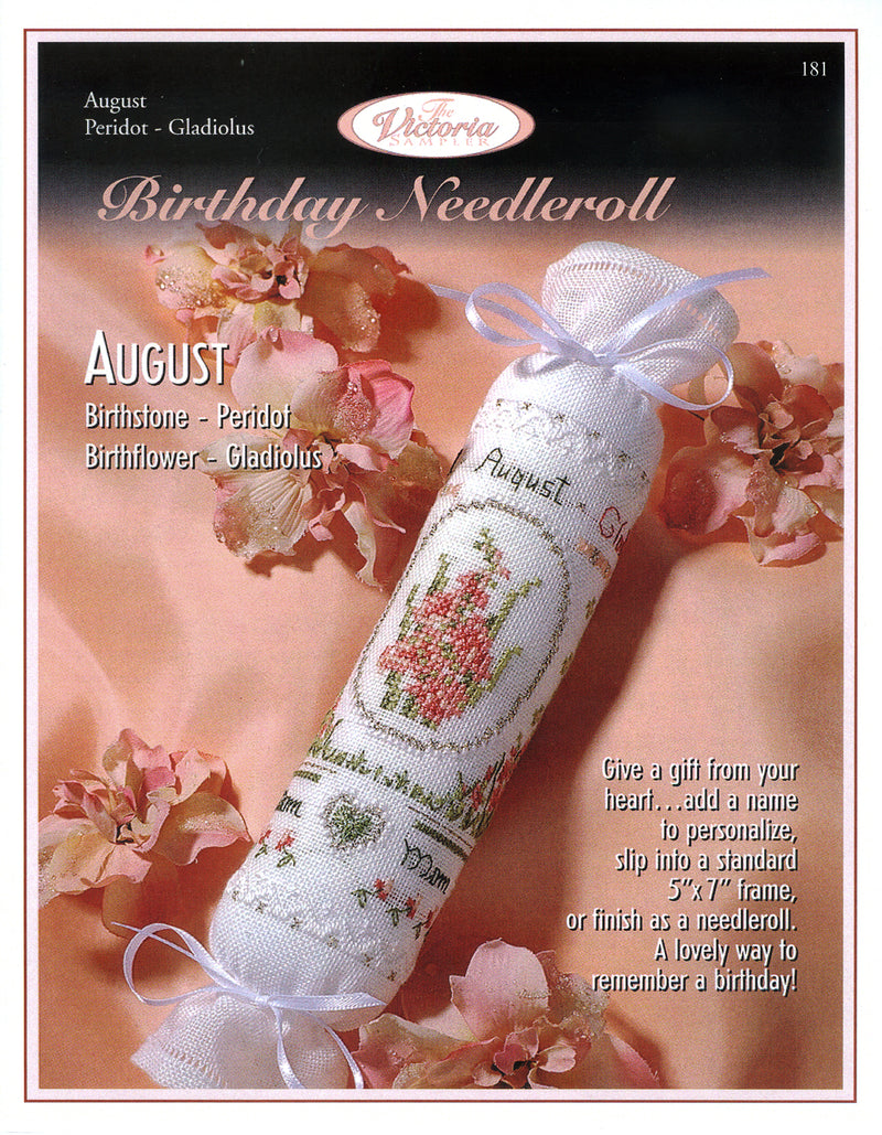 August Birthday Needleroll Sampler - PDF Downloadable Chart