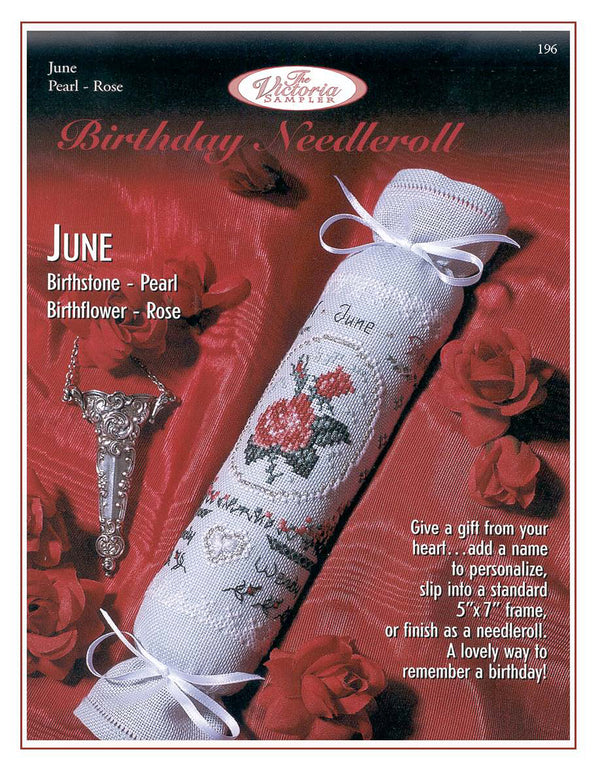 Birthday Needleroll Sampler - June - Embroidery and Cross Stitch Pattern - PDF Download