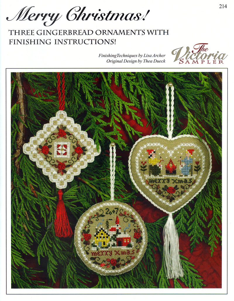 The Victoria Sampler - Gingerbread "Merry Christmas" Ornaments Leaflet  - needlework design company