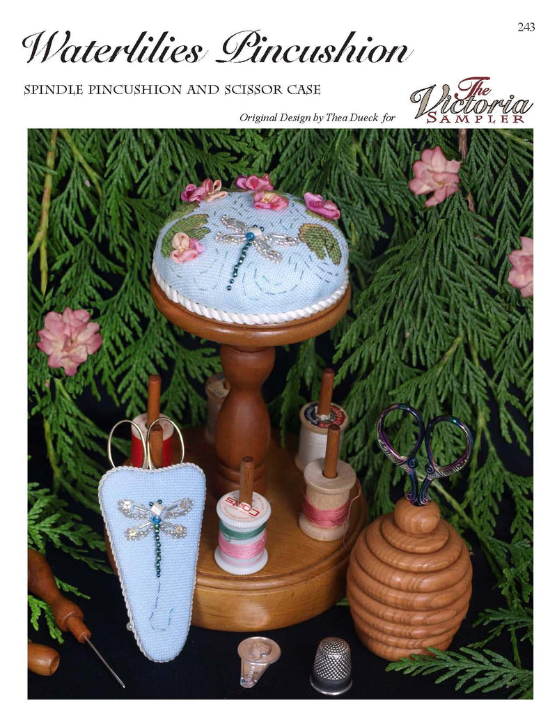 Waterlilies Pincushion - Embroidery and Cross Stitch Pattern - PDF Download