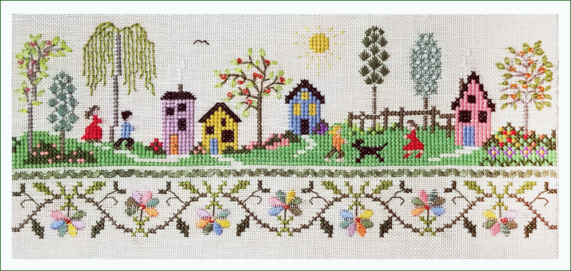 Village Drum Pincushion - Embroidery and Cross Stitch Pattern - PDF Download