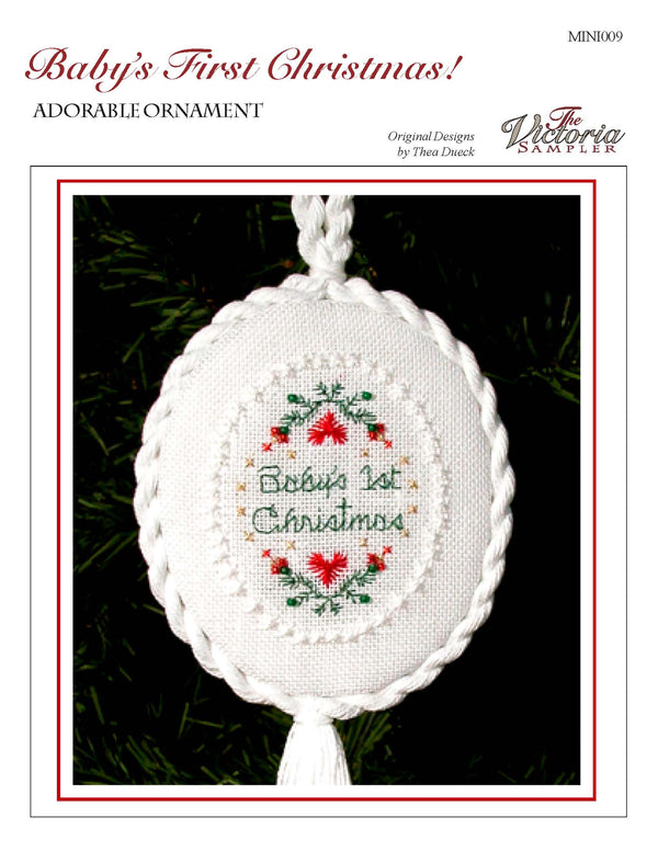 Baby's First Christmas - Mini Ornament - Embroidery and Cross Stitch Pattern - PDF Download